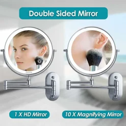 Deko Miroir grossissant mural, miroir de maquillage mural télescopique