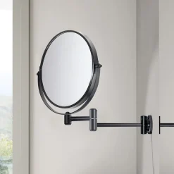 Kiamami Valentina Miroir Grossissant Pour Montage Mural, Réglable, Laiton Noir Mat