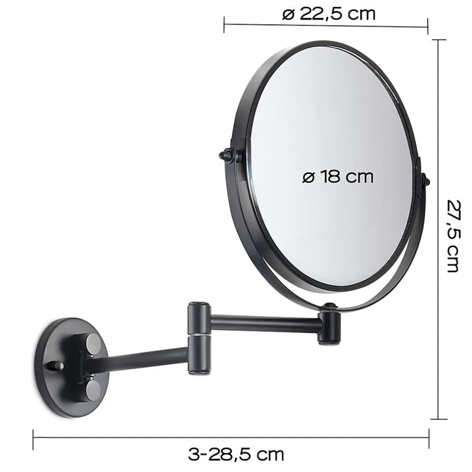 Kiamami Valentina Miroir Grossissant Pour Montage Mural, Réglable, Laiton Noir Mat