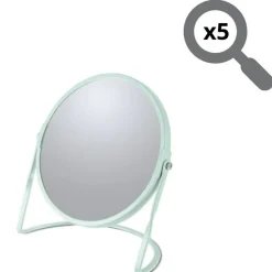 Spirella Miroir grossissant sur pied Acier AKIRA Vert Glacé mat