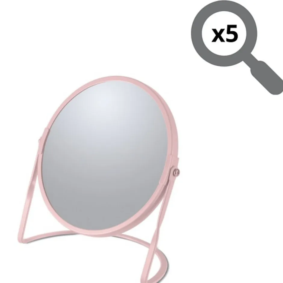 Spirella Miroir grossissant sur pied Acier AKIRA Rose mat