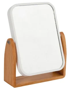 MSV Miroir grossissant x 1 et x 2, Rectangulaire, pose libre, blanc et bois, L.16,3 x l.5,5 x H.10,5 cm, Oslo
