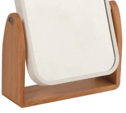 MSV Miroir grossissant x 1 et x 2, Rectangulaire, pose libre, blanc et bois, L.16,3 x l.5,5 x H.10,5 cm, Oslo