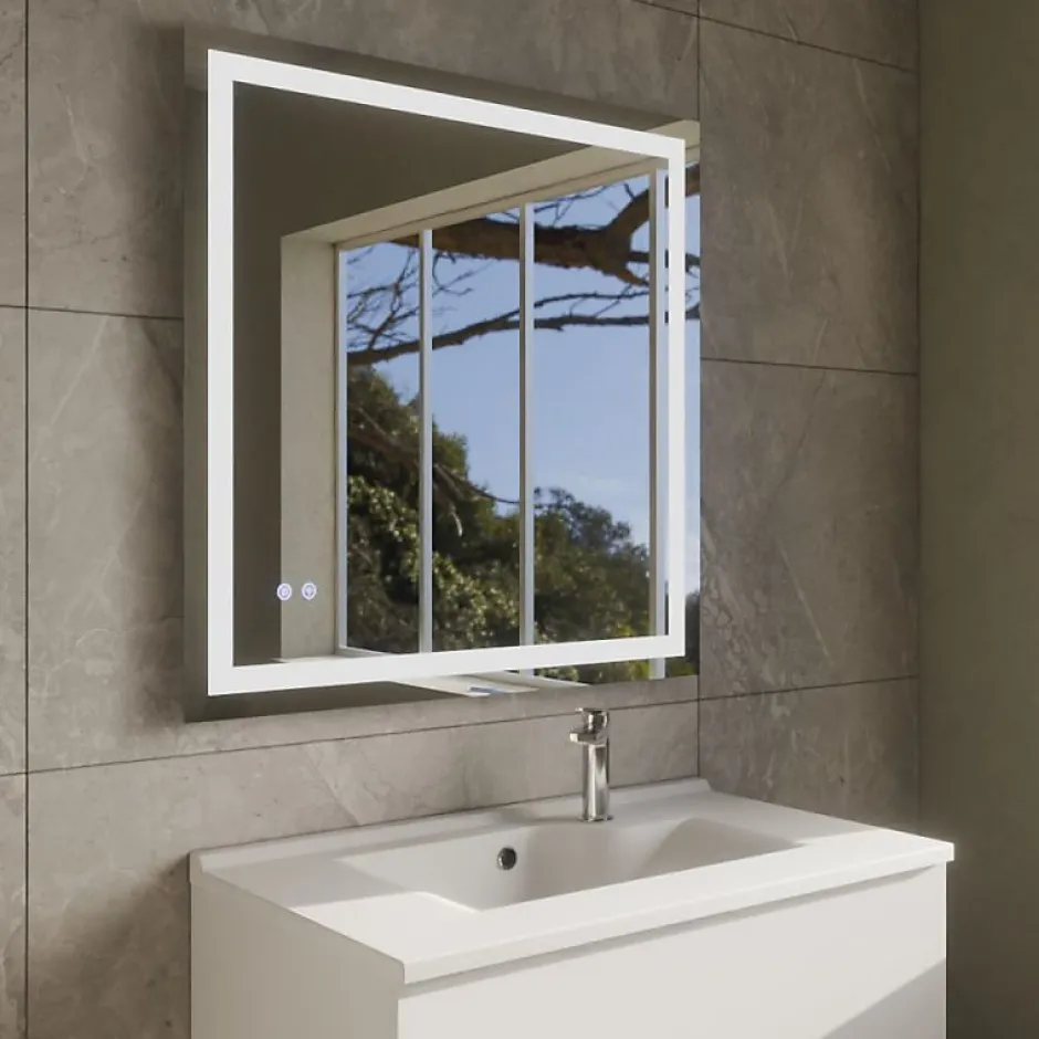 Cuisibane Miroir LED modulable et antibuée VISTA PLUS - 80x80 cm* Miroir Lumineux