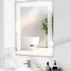 Giantex Miroir LED Mural de Salle de Bain Eclairage LED 3 Couleurs Memoire Antibuee Lecture Heure Temperature Rectangulaire-Motif