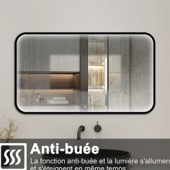 AICA Sanitaire Miroir LED pour Salle de Bain 120x70 cm - Anti-Buée, Lumière tricolore et Dimmable* Miroir Lumineux