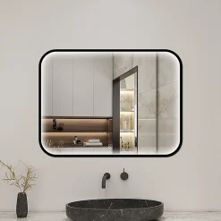 AICA Sanitaire Miroir LED pour Salle de Bain 90x70 cm - Anti-Buée, Lumière tricolore et Dimmable