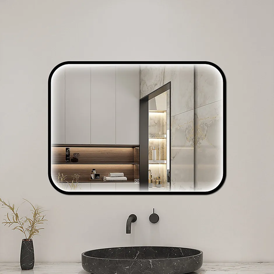AICA Sanitaire Miroir LED pour Salle de Bain 90x70 cm - Anti-Buée, Lumière tricolore et Dimmable