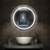 AICA Sanitaire Miroir LED rond de 60cm, dimmable + mémoire + antibuée, IP44, avec interrupteur tactile, 6000k blanc froid,* Miroir Lumineux