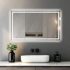 Mon Beau bain Miroir LED Réversible pour Salle de Bain 80x110 cm - Anti-Buée avec Interrupteur Tactile