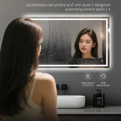 Mon Beau bain Miroir LED Réversible pour Salle de Bain 80x110 cm - Anti-Buée avec Interrupteur Tactile