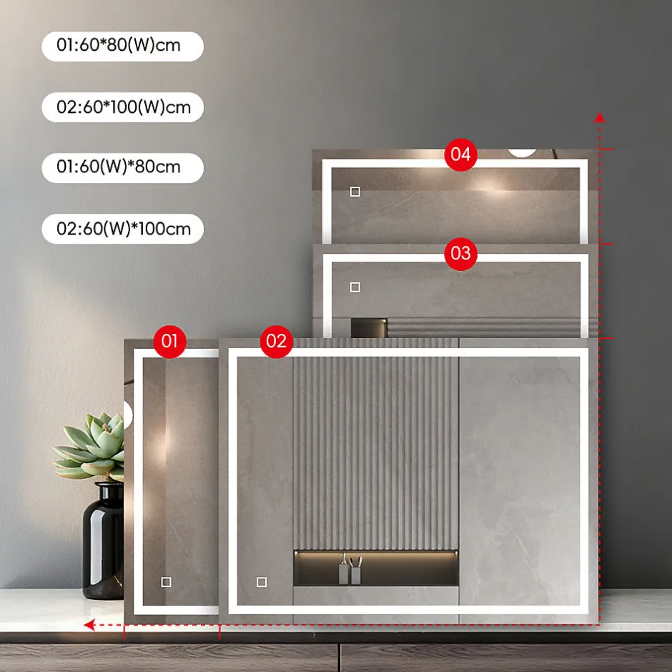 Mon Beau bain Miroir LED Réversible pour Salle de Bain 80x110 cm - Anti-Buée avec Interrupteur Tactile