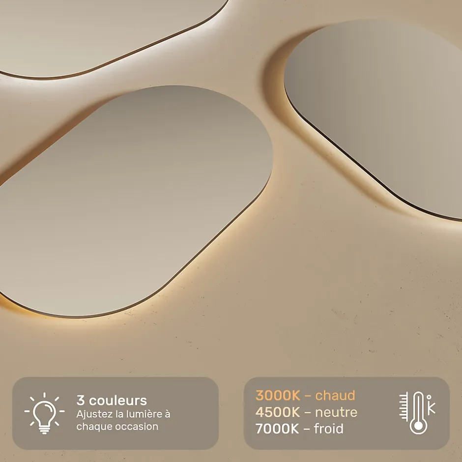 Artforma Miroir LED Salle de Bain - - Ovale - 120x70cm - LED Dual + interrupteur tactile + anti-buée* Miroir Lumineux