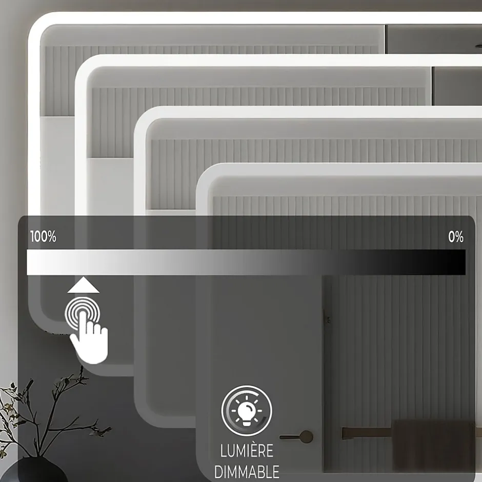 Saniland Miroir LED Salle de bain 140x80cm avec horloge digitale et hauts parleurs Bluetooth