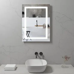 Saniverre Miroir LED salle de bain OBLONG 60 x 80 cm réversible, anti-buée + éclairage et intensité réglables -* Miroir Lumineux