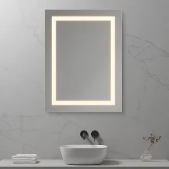 Saniverre Miroir LED salle de bain OBLONG 60 x 80 cm réversible, anti-buée + éclairage et intensité réglables -* Miroir Lumineux