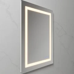 Saniverre Miroir LED salle de bain OBLONG 60 x 80 cm réversible, anti-buée + éclairage et intensité réglables -* Miroir Lumineux