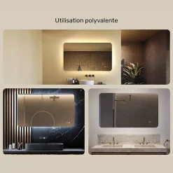 Artforma Miroir LED Salle de Bain - - Forme arrondie - 120x70cm - LED Dual + interrupteur tactile + anti-buée
