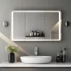 Saniland Miroir LED Salle de bain 70x50cm avec horloge digitale et hauts parleurs Bluetooth