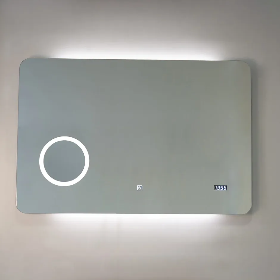 Kiamami Valentina Miroir Led 100X70 Avec Allumage Tactile Et Horloge Digitale Intégrée
