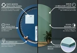 Tulup Miroir LED 84x100 cm contemporain lumière neutre 1 pc