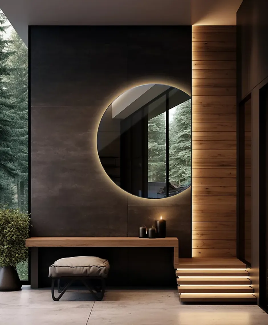 Tulup Miroir LED 70x80 cm style épuré lumière chaude 1 pc* Miroir Lumineux