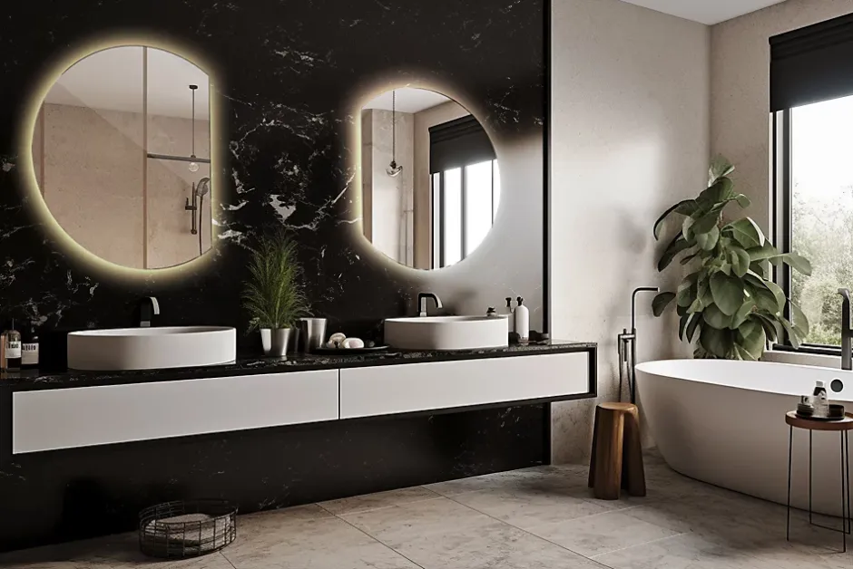 Tulup Miroir LED 70x80 cm style épuré lumière chaude 1 pc* Miroir Lumineux