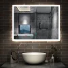 AICA Sanitaire Miroir lumineux à LED, 80x60cm, dimmable, avec mémoire et anti-buée, IP44, horizontal/vertical, blanc froid,