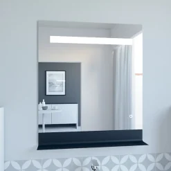 Cuisibane Miroir lumineux antibuée ETAL 70x80 cm avec tablette de rangement* Miroir Lumineux