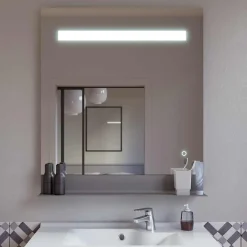 Cuisibane Miroir lumineux antibuée ETAL 70x80 cm avec tablette de rangement* Miroir Lumineux