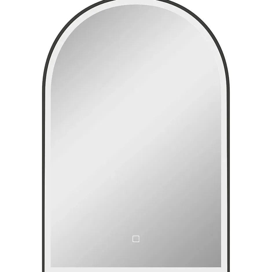 Homcom Miroir lumineux LED arqué de salle de bain 90 x 60 cm - tactile, réglable, anti-buée - alu noir