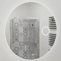 Créazur France Miroir lumineux rond RONDINARA Diamètre 80cm - antibuée, horloge et loupe* Miroir Lumineux