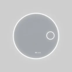 Créazur France Miroir lumineux rond RONDINARA Diamètre 80cm - antibuée, horloge et loupe* Miroir Lumineux