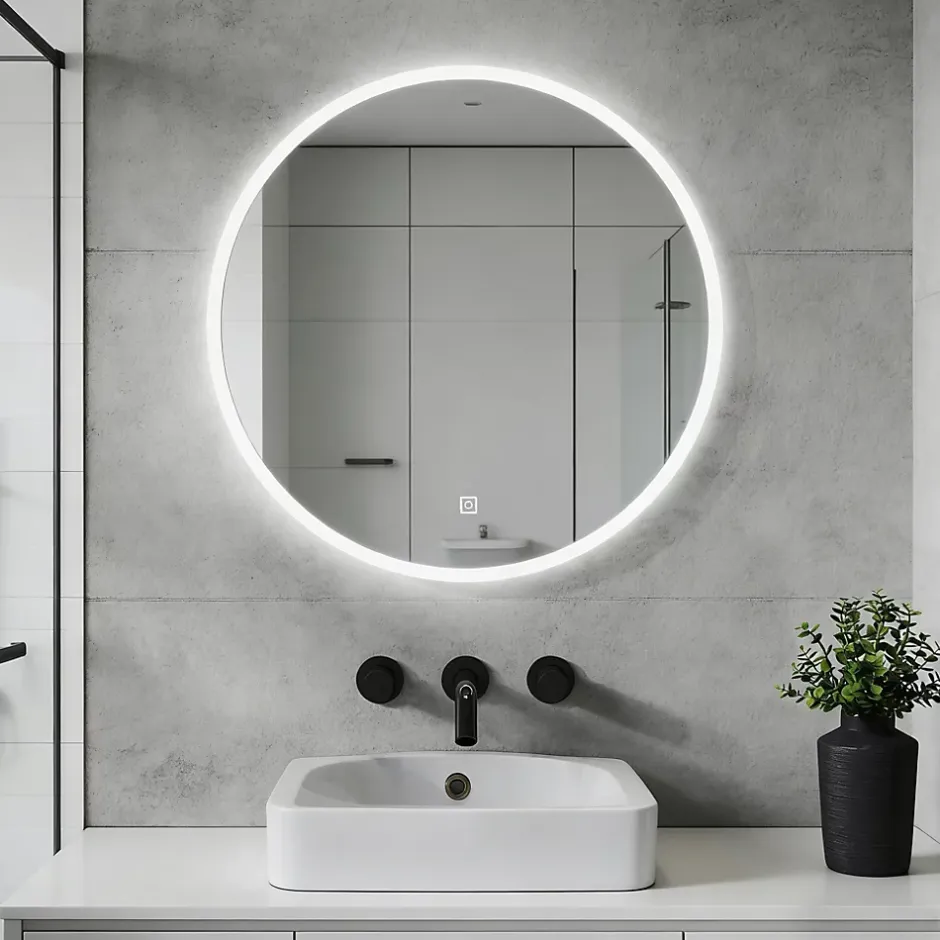 Mon Beau bain Miroir lumineux salle de bains rond 80x80 cm - Anti-Buée , Mémoire, LED,Miroir salle de bains* Miroir Lumineux