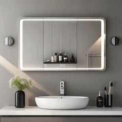 Saniland Miroir lumineux 100x60 pour salle de bain antibuée boutons tactiles lumière froide* Miroir Lumineux
