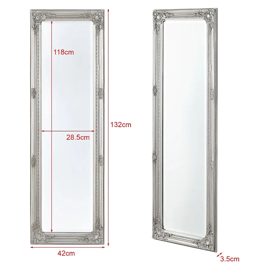 Helloshop26 Miroir mural 132 x 42 x argente