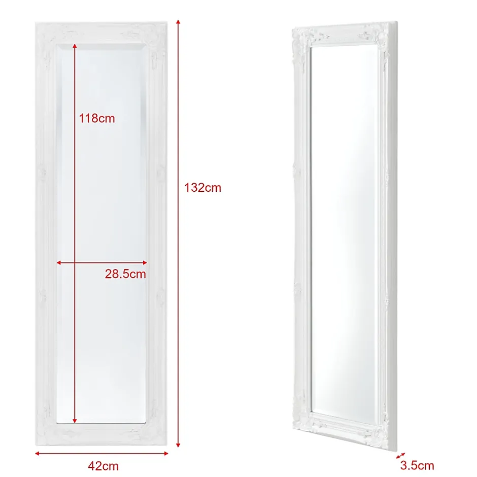 Helloshop26 Miroir mural 132 x 42 x blanc