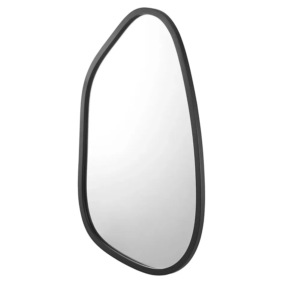 Helloshop26 Miroir mural asymetrique 80 x 58 noir* Miroir Simple