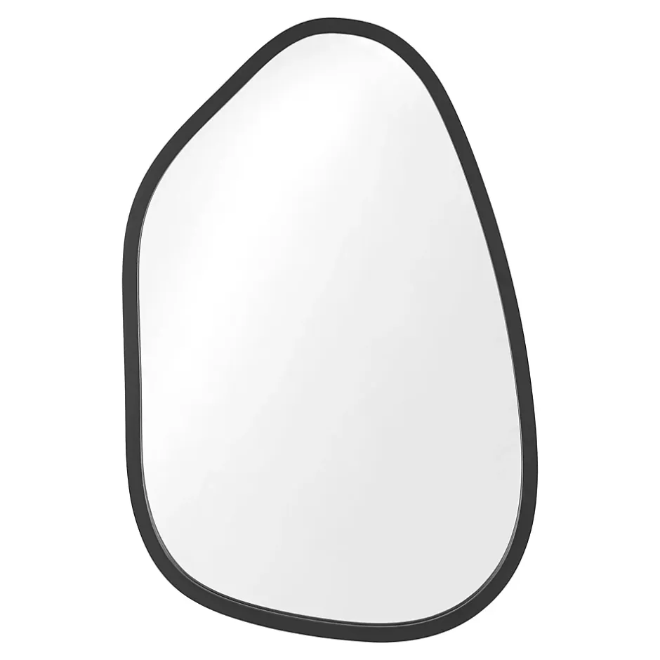 Helloshop26 Miroir mural asymetrique 80 x 58 noir* Miroir Simple