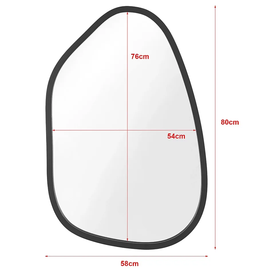 Helloshop26 Miroir mural asymetrique 80 x 58 noir* Miroir Simple