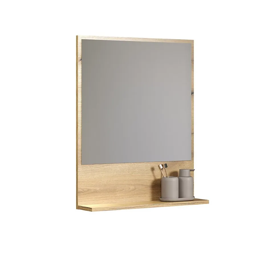 Calicosy Miroir mural avec 1 tablette L60 cm - PUREBLISS* Etagère Salle De Bains