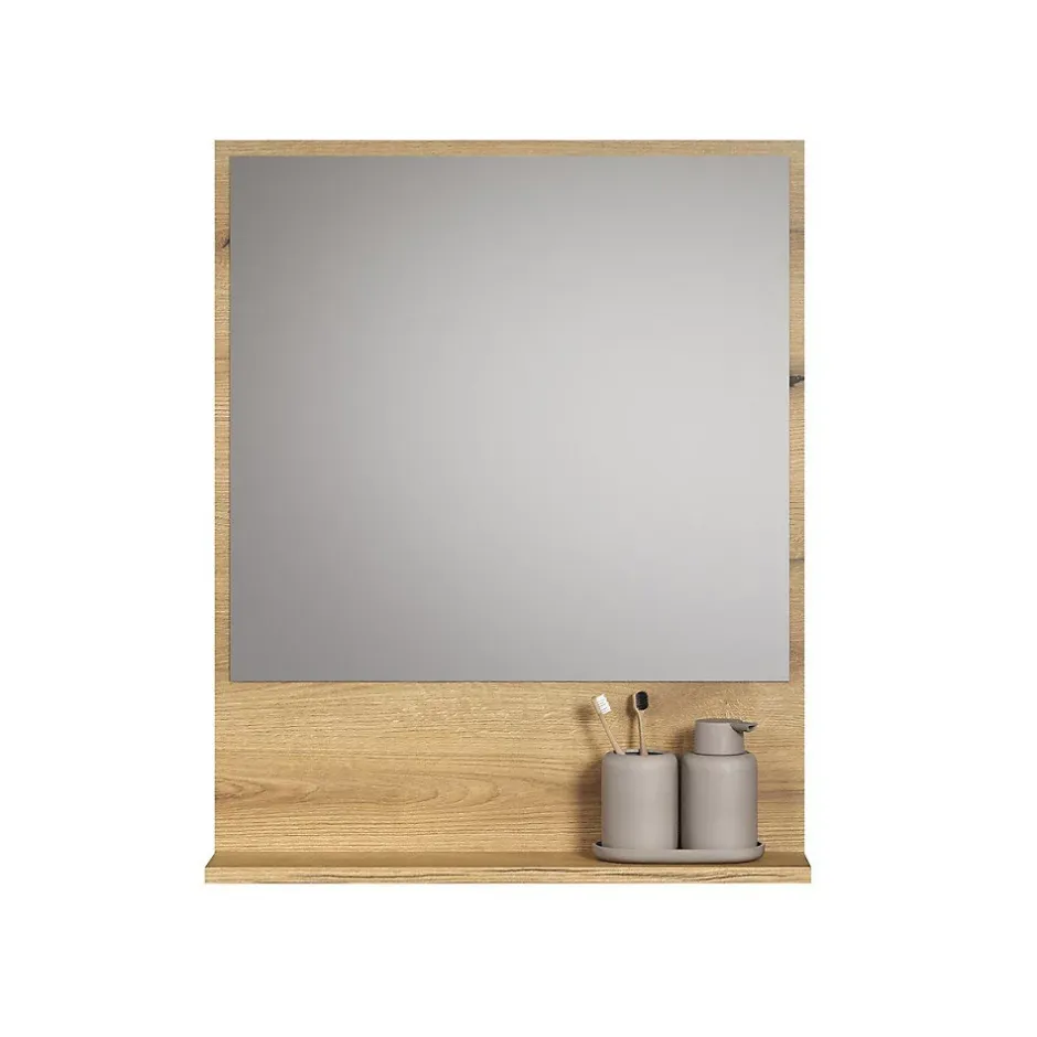 Calicosy Miroir mural avec 1 tablette L60 cm - PUREBLISS* Etagère Salle De Bains