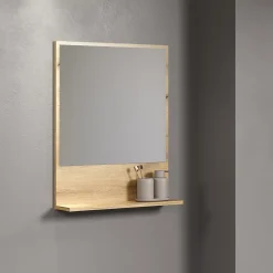 Calicosy Miroir mural avec 1 tablette L60 cm - PUREBLISS* Etagère Salle De Bains