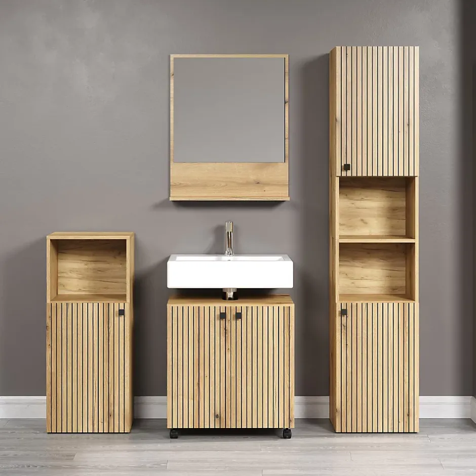 Calicosy Miroir mural avec 1 tablette L60 cm - PUREBLISS* Etagère Salle De Bains