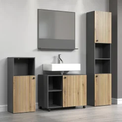 Calicosy Miroir mural avec 1 tablette L80 cm - PUREBLISS* Etagère Salle De Bains