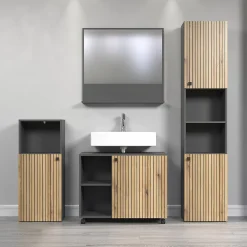 Calicosy Miroir mural avec 1 tablette L80 cm - PUREBLISS* Etagère Salle De Bains