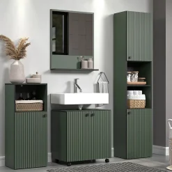 Calicosy Miroir mural avec 1 tablette L60 cm - PUREBLISS* Etagère Salle De Bains