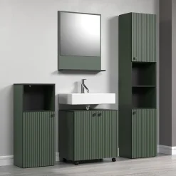 Calicosy Miroir mural avec 1 tablette L60 cm - PUREBLISS* Etagère Salle De Bains