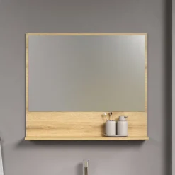 Calicosy Miroir mural avec 1 tablette L80 cm - PUREBLISS* Etagère Salle De Bains