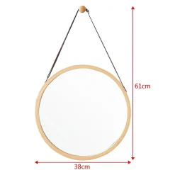 Helloshop26 Miroir mural avec cadre en bambou marron* Miroir Simple